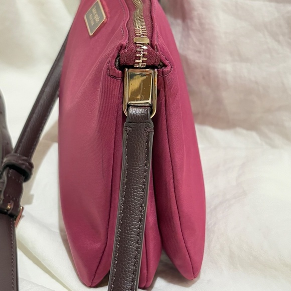 Kate Spade NY Pink Triple Gusset Nylon/Leather Crossbody bag 9.5 X 4 X 7 NWOT - Picture 5 of 16